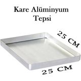 Tiesa Home Alüminyum Kare Baklava Kadayıf Künefe Börek Şam Tatlı Pişirme Tepsisi - 25 x 25 cm - Gri