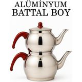 Tiesa Home Alüminyum Küre Çaydanlık Battal Boy Kahverengi Kulp - Gri