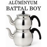 Tiesa Home Alüminyum Küre Çaydanlık Battal Boy Siyah Kulp - Gri