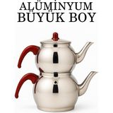 Tiesa Home Alüminyum Küre Çaydanlık Büyük Boy Kahverengi Kulp - Gri