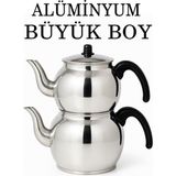 Tiesa Home Alüminyum Küre Çaydanlık Büyük Boy Siyah Kulp - Gri