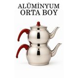 Tiesa Home Alüminyum Küre Çaydanlık Orta Boy Kahverengi Kulp