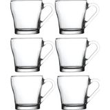 Tiesa Home Aria 6lı Cam 205CC Çay Kahve Kulplu Mug Kupa Bardak Takımı