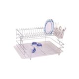 Tiesa Home Metal Iki Katlı Paslanmaz Krom Bulaşıklık Tezgah Üstü Bulaşık Kurutma Sepeti