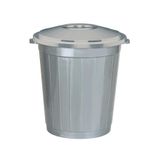 Tiesa Home Plastik 50 Litre Battal Kapaklı Kulplu Çöp Kovası Gri
