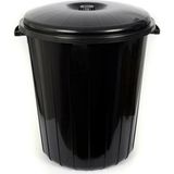 Tiesa Home Plastik 50 Litre Battal Kapaklı Kulplu Çöp Kovası - Koyu Kahverengi