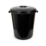 Tiesa Home Plastik 50 Litre Battal Kapaklı Kulplu Çöp Kovası Siyah