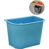 Tiesa Home Plastik Askılı Kapaksız Mutfak Banyo Çöp Kutusu Kovası 6 Litre Mavi - 6 lt
