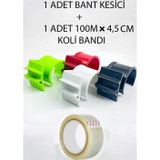 Tiesa Home Plastik Koli Bant Kesme Aparatı Makinası & Koli Bandı 100m×4.5cm & Bant Kesici Bant Kesme Aleti