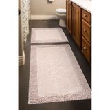 Tiffany 2'li Pamuklu Klozet Takımı, Pudra Banyo Paspas Seti 60 x 100 / 50 x 60 CM Pudra