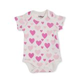 Tiffany Kız Bebek 2li Body Kalp Baskılı Çıtçıtlı Zarf Yaka Kısa Kol - Pembe