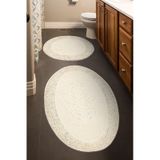 Tiffany Oval 2'li Pamuklu Klozet Takımı Krem Banyo Paspas Seti 60 x 100 / 50 x 60 CM Krem