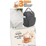 tıfıl 3lü Ürün Anne Bebek Bakım Sırt Çantası, Nohut Battaniye ve Hamilelik-Bebek Günlüğü Seti