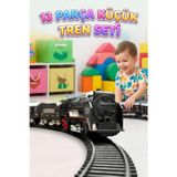 Tıfıl Toys 13 Parça Pilli Işıklı Lokomotif Tren Raylı 2 Vagonlu Hareket Eden Eğlenceli Tren Oyuncak Seti