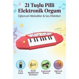 Tıfıl Toys 21 Tuşlu Pilli Eğitici Elektronik Piyano ve Ritimli Sesli Eğitici Eğlenceli 32 CM Oyuncak Org
