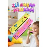 Tıfıl Toys 2'li Ahşap Çocuk Mızıka Seti! 16 Delikli 12cm Renkli Eğitici Ahşap Oyuncak Müzik Aleti Mızıka