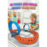 Tıfıl Toys 41 Parça Çek-Bırak Yarış Arabalı 360 Derece Dönen İkili Çemberli Oyuncak Yarış Pisti
