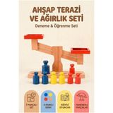 Tıfıl Toys 7 Parça Eğitici Ahşap Denge Terazisi - Montessori Renkli Ağırlık ve Matematik Oyun Seti (29 cm)