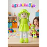 Tıfıl Toys Ayşe Bebek! 58cm Dev El Yapımı Renkli Şapkalı ve Elbiseli Oyun Arkadaşı Oyuncak Bez Bebek YEŞİL
