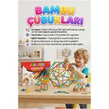 Tıfıl Toys Bambu Çubuklar 300 Parça Eğitici Yapım Seti - Zeka Geliştirici İnşa Blokları Oyuncak