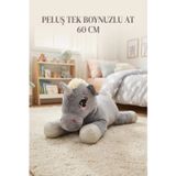 Tıfıl Toys Boynuzlu Gri At 60 Cm Sevimli Konforlu: Peluş Uyku Yastığı Ve Sarılma Arkadaşı Dekoratif Oyuncak