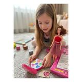 Tıfıl Toys Çilek Desenli Aynalı 6 Renkli Boya Paletli 30cm Oyuncak Bebekli Makyaj ve Bebek Oyun Seti