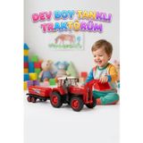 Tıfıl Toys Dev Boy Oyuncak Traktör ve Su Tankeri Seti Hareketli Kepçeli Eğitici Oyuncak 80 cm Mega Traktör KIRMIZI