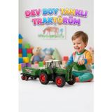 Tıfıl Toys Dev Boy Oyuncak Traktör ve Su Tankeri Seti Hareketli Kepçeli Eğitici Oyuncak 80 cm Mega Traktör YEŞİL
