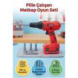 Tıfıl Toys Eğitici Matkap Seti 8 Parça 3 Değiştirilebilir Uçlu Eğlenceli 2 Vida 2 Somunlu Pilli Oyuncak Matkap