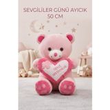 Tıfıl Toys Kalpli Pembe Peluş Ayı 50cm Sevimli Konforlu: Peluş Uyku Yastığı Ve Sarılma Arkadaşı Dekoratif Oyuncak