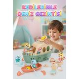 Tıfıl Toys Kedi Deniz Gezintisi Tekne ve Aksesuar Oyuncakları Eğitici Banyo ve Figürlü Oyun Seti - Çok Renkli