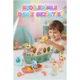 Tıfıl Toys Kedi Deniz Gezintisi Tekne ve Aksesuar Oyuncakları Eğitici Banyo ve Figürlü Oyun Seti