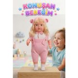Tıfıl Toys Konuşan Bebeğim 60 cm Türkçe Konuşan Örgü Tulum ve Şapkalı Kafası Bacakları Kolları Et Oyuncak Bebek
