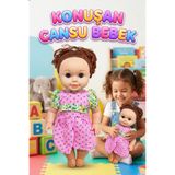 Tıfıl Toys Konuşan Cansu Bebek! Sesli Pilli 40cm Gözleri Açılıp Kapanan Sevimli Elbiseli Oyuncak Bebek