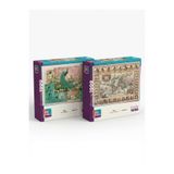Tıfıl Toys Mavi Mucize ve Eski Dünya Haritası İkili Set - 2 x 1000 Parça Manzara İkili Puzzle Seti