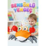 Tıfıl Toys Neşeli Müzikli Sensörlü Işıklı Yürüyen Hızı Ayarlanabilen Oyuncak Yengeç Figürü Turuncu