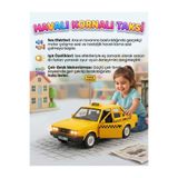 Tıfıl Toys Nostaljik Havalı Kornalı Taksi Murat 131-Sesli ve Işıklı Çek-Bırak Taksi Sarı Oyuncak Araba 12 cm