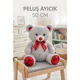 Tıfıl Toys Papyonlu Gri Ayı 50cm Sevimli Konforlu: Peluş Uyku Yastığı Ve Sarılma Arkadaşı Dekoratif Oyuncak