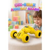Tıfıl Toys Teleskopik Akrobatik 360 Derece Dönen Esnek Gövdeli Sürtmeli Takla Atan Oyuncak Araba SARI
