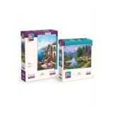 Tıfıl Toys Yamaç Evleri ve Kuğu Gölü İkili Set - 1000 + 500 Parça İkili Puzzle Seti