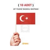 TİFOYS ( 10 Adet ) Küçük Boy Bayrak Çıtalı Kağıt Türk Bayrağı