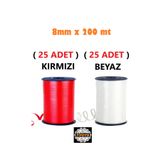TİFOYS ( 25 er Adet ) 200 Metre Rabant Beyaz Rafya ,Kırmızı Rafya Şerit Kurdele