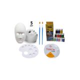 Tifoys 5 Adet Karton Maske , Akrilik Boya , Resim Fırçası, Resim Paleti , Lastikli Misina , Eğitici Boyama