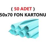 Tifoys ( 50 Adet ) 50X70 cm Açık Mavi Renkli Fon Kartonu Rulo Canlı Renk Büyük Boy Anaokulu Kreş Okul