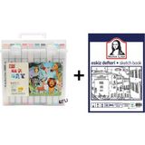 Tifoys 60'lı Çift Taraflı Art Marker Keçeli Kalem Seti Kutulu + Mona Lisa Eskiz Defteri A4 50 Yaprak 120GR.