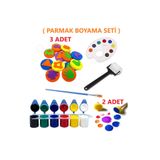Tifoys 6X25 ml Parmak Boyası, 3 Adet Eva Baskı, Ponpon Fırça, Sünger Rulo, Palet, Fırça Çocuk Boyama Seti