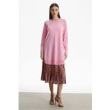Tığ Triko Yanları Ovel Rayon Tunik Pembe