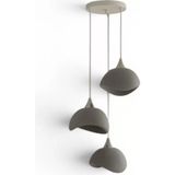 Tigea Accessories Beton Görünümlü Iskandinav Tarzı Salon Oturma Odası 3'lü Avize 32 x 70 cm Gri
