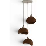 Tigea Accessories Beton Görünümlü Iskandinav Tarzı Salon Oturma Odası 3'lü Avize 32 x 70 cm Kahverengi