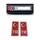 Tiger Marketing Fiat Ritmo Uyumlu Tr Plaka Folyo Sticker 2'li - Türkiye Plaka Pleksi Kabartma Sticker (2 Adet) - 4,5x10cm - Kırmızı